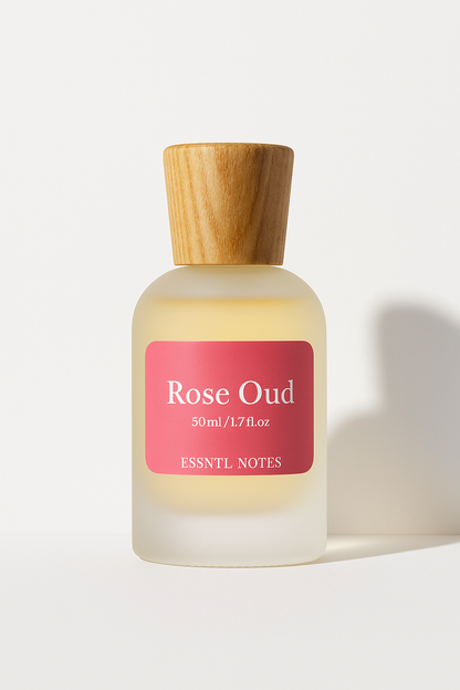 ESSNTL NOTES Rose Oud Perfume – Luxurious & Intense Rose-Wood Fragrance | 50ml Eau de Parfum | Deep, Velvety & Sensual Scent | Long-Lasting Unisex Perfume | Opulent, Mysterious Signature Vibe