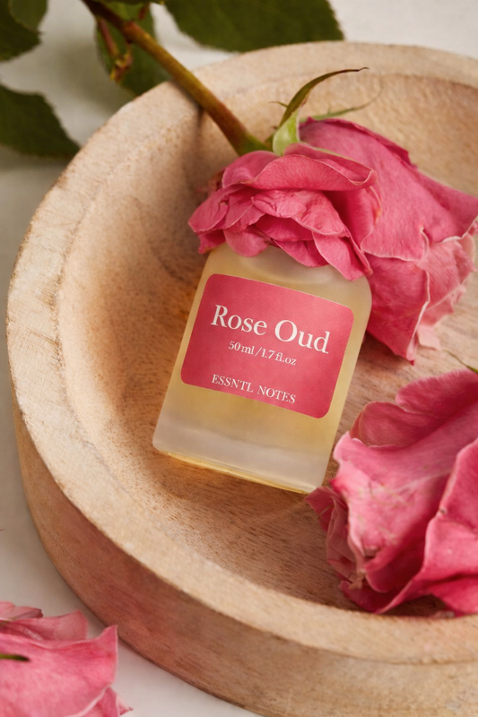 ESSNTL NOTES Rose Oud Perfume – Luxurious & Intense Rose-Wood Fragrance | 50ml Eau de Parfum | Deep, Velvety & Sensual Scent | Long-Lasting Unisex Perfume | Opulent, Mysterious Signature Vibe