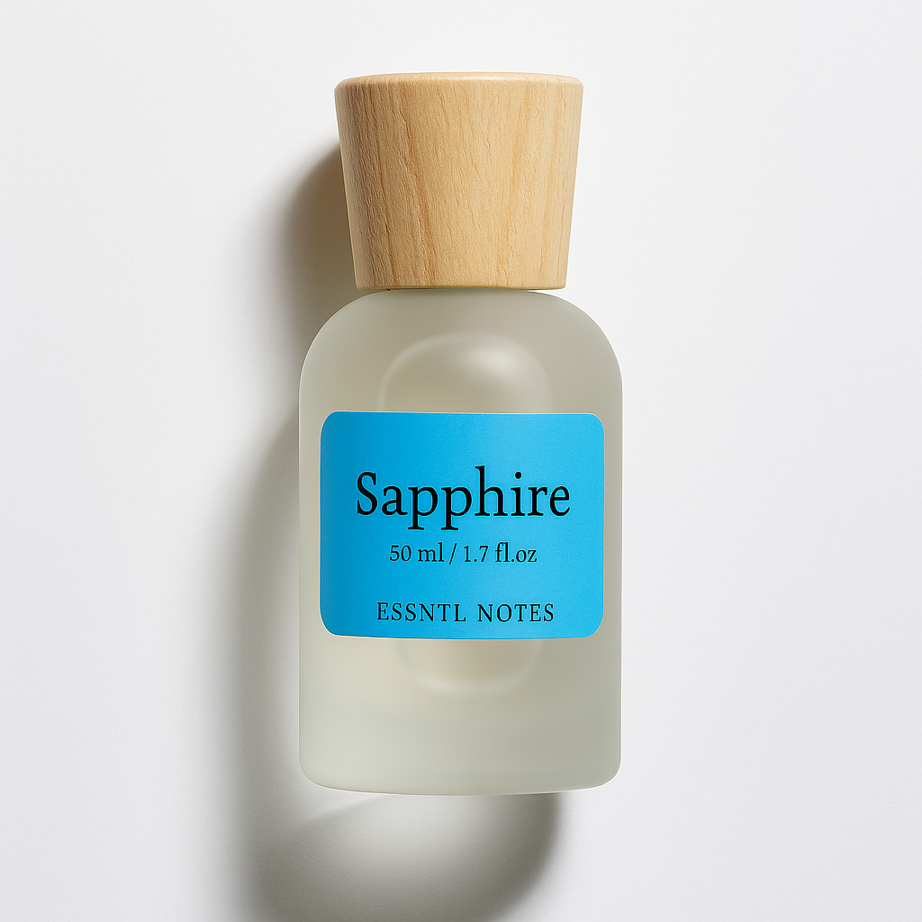 ESSNTL NOTES Sapphire Perfume – Fresh & Refined Aquatic Citrus Fragrance | 50ml Eau de Parfum | Clean, Cool & Masculine Scent | Long-Lasting Luxury Perfume for Men & Women | Oceanic, Confident Signature Vibe