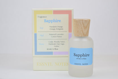 ESSNTL NOTES Sapphire Perfume – Fresh & Refined Aquatic Citrus Fragrance | 50ml Eau de Parfum | Clean, Cool & Masculine Scent | Long-Lasting Luxury Perfume for Men & Women | Oceanic, Confident Signature Vibe