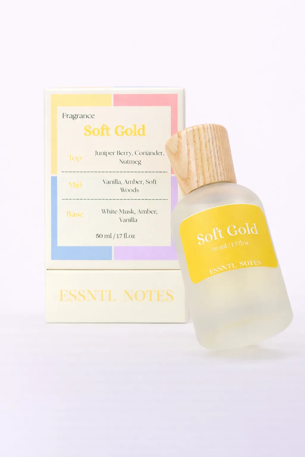 ESSNTL NOTES Soft Gold Warm Radiant Amber Vanilla 50ml perfume, premium fragrance ideal for gifting, with premium gift box, ideal for gifting