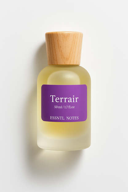 ESSNTL NOTES Terrair Perfume – Earthy & Sophisticated Woody Citrus Fragrance | 50ml Eau de Parfum | Fresh, Mineral & Refined Scent | Long-Lasting Luxury Perfume for Men & Women | Grounded, Timeless Signature Vibe
