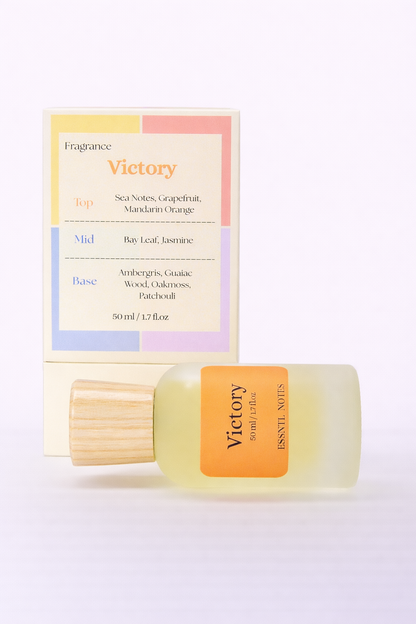 ESSNTL NOTES Victory Perfume - Powerful & Energetic Citrus Woody Fragrance | 50ml Eau de Parfum | Bold, Fresh & Confident Scent | Long-Lasting Sporty Fragrance | Classic & Clean Scent for Men & Women