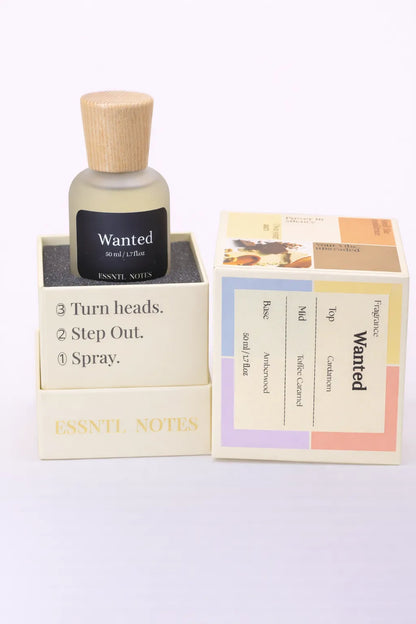 ESSNTL NOTES Wanted Bold Luxurious Spicy Woody 50ml perfume, premium fragrance ideal for gifting, with premium gift box, ideal for gifting
