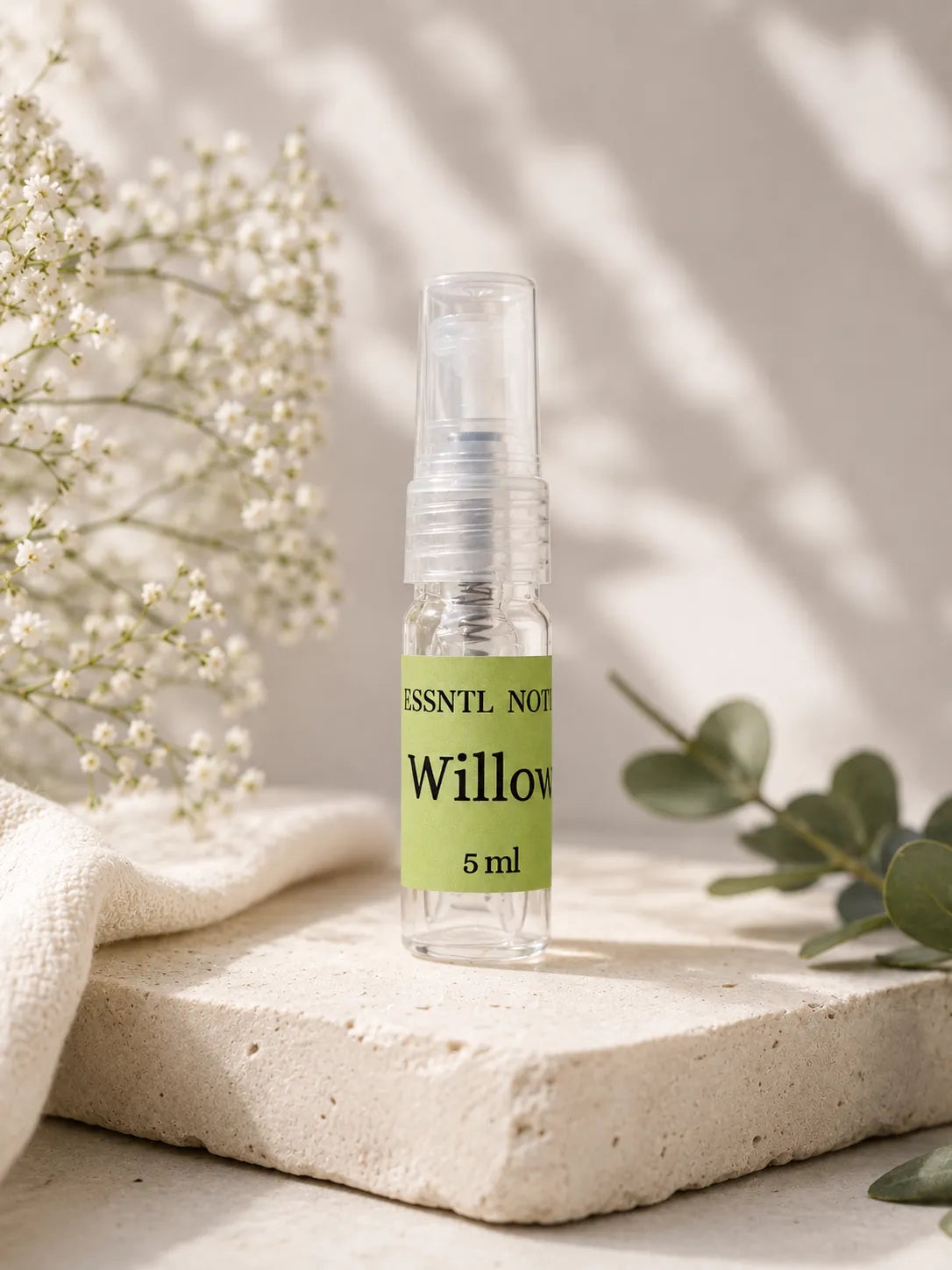 ESSNTL NOTES Willow Soft Serene Amber Woody 5ml perfume sample for fragrance discovery and gifting