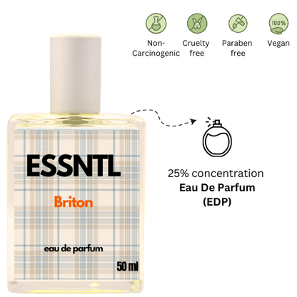 ESSNTL Briton Perfume - Classic & Refined Woody Aromatic Fragrance | 50ml Eau de Parfum | Fresh, Masculine & Timeless Scent | Long-Lasting Luxury Scent for Men | Sophisticated Everyday Elegance