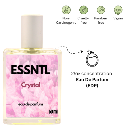 ESSNTL Crystal Perfume - Fresh & Feminine Fruity Floral Fragrance | 50ml Eau de Parfum | 20ml Eau de Parfum | Sparkling, Elegant & Delicate Scent | Long-Lasting Luxury Scent for Women | Graceful & Radiant Allure