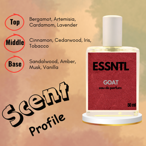 ESSNTL GOAT Perfume - Powerful & Dynamic Fresh Spicy Fragrance | 50ml Eau de Parfum | Bold, Sporty & Confident Scent | Long-Lasting Performance Fragrance | Classic & Clean Scent for Men