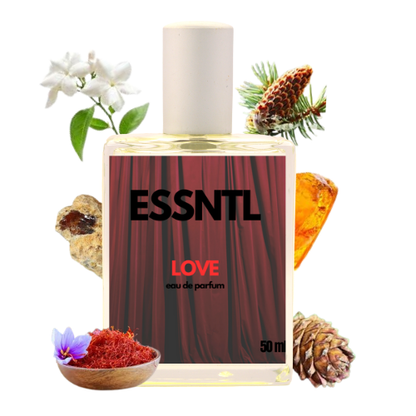 ESSNTL Love Perfume - Sensual & Addictive Sweet Woody Fragrance | 50ml Eau de Parfum | Warm, Amber & Floral Scent | Long-Lasting Luxury Fragrance | Classic & Clean Scent for Men & Women
