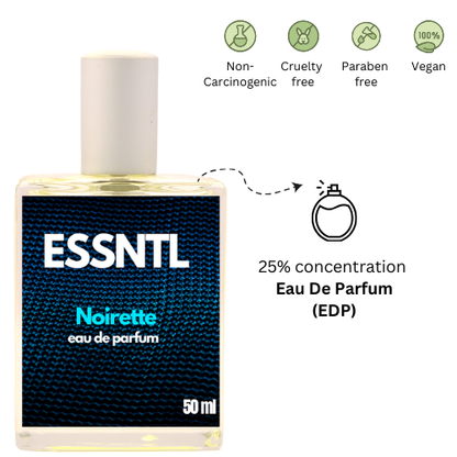 ESSNTL Noirette Perfume - Dark & Seductive Spicy Amber Fragrance | 50ml Eau de Parfum | Warm, Mysterious & Sensual Scent | Long-Lasting Signature Fragrance | Classic & Clean Scent for Men