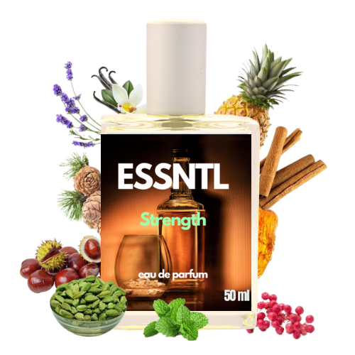 ESSNTL Strength Perfume - Warm & Addictive Spicy Oriental Fragrance | 50ml Eau de Parfum | Sweet, Inviting & Masculine Scent | Long-Lasting Luxury Scent for Men | Modern & Confident Charm