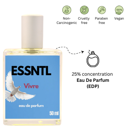 ESSNTL Vivre Perfume - Bold & Sensual Floral Amber Fragrance | 50ml Eau de Parfum | Radiant, Confident & Addictive Scent | Long-Lasting Luxury Scent for Women | Power & Elegance in Every Spritz