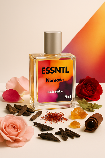 ESSNTL Nomade Perfume - Deep & Mysterious Woody Oriental Fragrance | 50ml Eau de Parfum | 20ml Eau de Parfum | Rich, Smoky & Exotic Oud Scent | Long-Lasting Luxury Scent for Men | Bold & Captivating Essence
